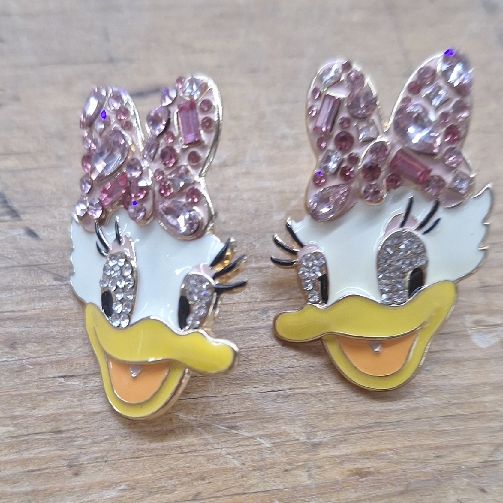 Disney Bauble Bar Daisy Duck Earrings with Pink Bow